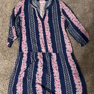 Southern Tide Navy Floral Blouse